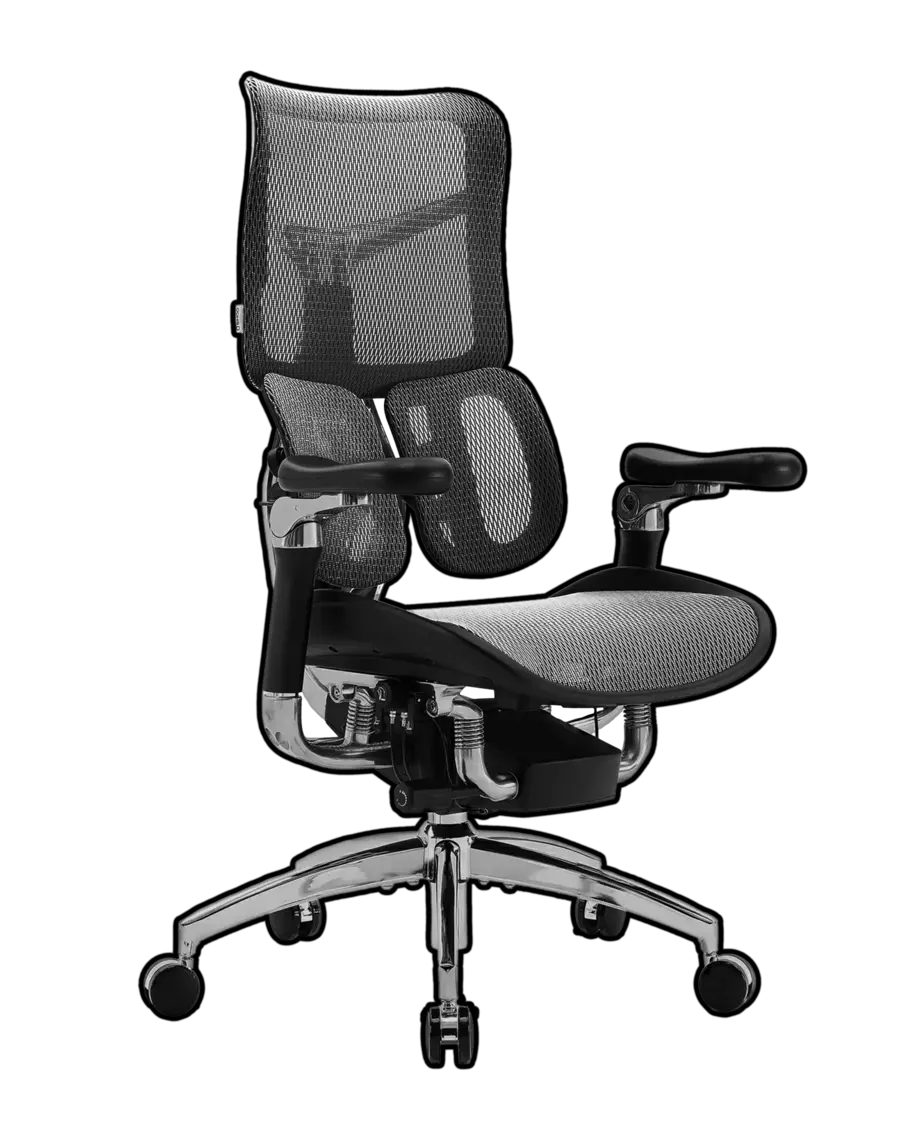 Dokk S300 ergonomski pisarniški stol v črni barvi, zasnovan za udobje